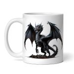Casa si Gradina - Bucatarie si vesela - Cani si pahare - Cani si cesti - Cana alba personalizata, Halloween Dragonul negru cu ochi rosii, INOVATIX®. 330ml - Infinity.ro