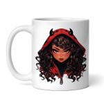 Casa si Gradina - Bucatarie si vesela - Cani si pahare - Cani si cesti - Cana alba personalizata, Halloween Fata dracusor cu gluga rosie si cornite, INOVATIX®. 330ml - Infinity.ro