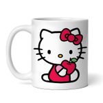 Casa si Gradina - Bucatarie si vesela - Cani si pahare - Cani si cesti - Cana alba personalizata, Hello Kitty cu mar, INOVATIX®. 330ml - Infinity.ro