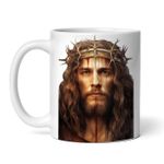 Casa si Gradina - Bucatarie si vesela - Cani si pahare - Cani si cesti - Cana alba personalizata, Iisis christos insangerat cu coroana de spini pe cap, INOVATIX®. 330ml - Infinity.ro