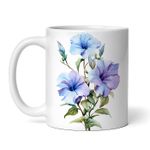 Casa si Gradina - Bucatarie si vesela - Cani si pahare - Cani si cesti - Cana alba personalizata, Petunii mov albastru cu bobocei, INOVATIX®. 330ml - Infinity.ro
