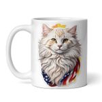 Casa si Gradina - Bucatarie si vesela - Cani si pahare - Cani si cesti - Cana alba personalizata, Pisica American Curl cu esarfa la gat, INOVATIX®. 330ml - Infinity.ro