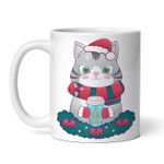 Casa si Gradina - Bucatarie si vesela - Cani si pahare - Cani si cesti - Cana alba personalizata, Pisica Craciun, INOVATIX®. 330ml - Infinity.ro