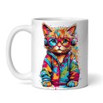 Casa si Gradina - Bucatarie si vesela - Cani si pahare - Cani si cesti - Cana alba personalizata, Pisica cu bluza si ochelari, INOVATIX®. 330ml - Infinity.ro