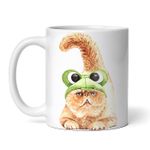 Casa si Gradina - Bucatarie si vesela - Cani si pahare - Cani si cesti - Cana alba personalizata, Pisica cu caciula broasca, INOVATIX®. 330ml - Infinity.ro