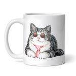 Casa si Gradina - Bucatarie si vesela - Cani si pahare - Cani si cesti - Cana alba personalizata, Pisica cu ochelari si cravata, INOVATIX®. 330ml - Infinity.ro