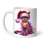 Casa si Gradina - Bucatarie si vesela - Cani si pahare - Cani si cesti - Cana alba personalizata, Pisica de craciun Singapura, INOVATIX®. 330ml - Infinity.ro