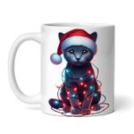 Casa si Gradina - Bucatarie si vesela - Cani si pahare - Cani si cesti - Cana alba personalizata, Pisica de craciun Russian Blue, INOVATIX®. 330ml - Infinity.ro