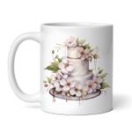 Casa si Gradina - Bucatarie si vesela - Cani si pahare - Cani si cesti - Cana alba personalizata, Tort de nunta cu flori de mar, INOVATIX®. 330ml - Infinity.ro