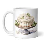 Casa si Gradina - Bucatarie si vesela - Cani si pahare - Cani si cesti - Cana alba personalizata, Tort de nunta cu frisca si trandafiri albi, INOVATIX®. 330ml - Infinity.ro