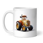 Casa si Gradina - Bucatarie si vesela - Cani si pahare - Cani si cesti - Cana alba personalizata, Tractor galben cu ochi, INOVATIX®. 330ml - Infinity.ro