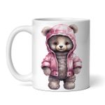 Casa si Gradina - Bucatarie si vesela - Cani si pahare - Cani si cesti - Cana alba personalizata, Urs cu geaca, INOVATIX®. 330ml - Infinity.ro