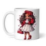 Casa si Gradina - Bucatarie si vesela - Cani si pahare - Cani si cesti - Cana alba personalizata, Valentine Girl Fata cu rochie alba, INOVATIX®. 330ml - Infinity.ro