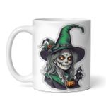 Casa si Gradina - Bucatarie si vesela - Cani si pahare - Cani si cesti - Cana alba personalizata, Vrajitoarea zombie de halloween, INOVATIX®. 330ml - Infinity.ro