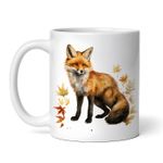 Casa si Gradina - Bucatarie si vesela - Cani si pahare - Cani si cesti - Cana alba personalizata, Vulpe si frunze de toamna, INOVATIX®. 330ml - Infinity.ro