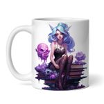 Casa si Gradina - Bucatarie si vesela - Cani si pahare - Cani si cesti - Cana alba personalizata, Ingerul cu cranii si  carti magice, INOVATIX®. 330ml - Infinity.ro