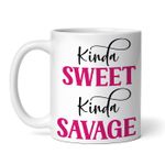 Casa si Gradina - Bucatarie si vesela - Cani si pahare - Cani si cesti - Cana alba personalizata, Kinda sweet kinda savage, INOVATIX®. 330ml - Infinity.ro