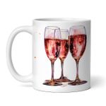 Casa si Gradina - Bucatarie si vesela - Cani si pahare - Cani si cesti - Cana alba personalizata, Trei pahare cu vin roze, INOVATIX®. 330ml - Infinity.ro
