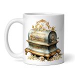 Casa si Gradina - Bucatarie si vesela - Cani si pahare - Cani si cesti - Cana alba personalizata, Instrument muzical vintage verde cu auriu, INOVATIX®. 330ml - Infinity.ro