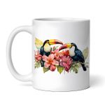 Casa si Gradina - Bucatarie si vesela - Cani si pahare - Cani si cesti - Cana alba personalizata, Papagali Tucan discutand, INOVATIX®. 330ml - Infinity.ro