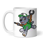Casa si Gradina - Bucatarie si vesela - Cani si pahare - Cani si cesti - Cana alba personalizata, Paw Patrol Rocky gata de actiune, INOVATIX®. 330ml - Infinity.ro