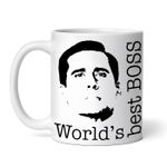 Casa si Gradina - Bucatarie si vesela - Cani si pahare - Cani si cesti - Cana alba personalizata, Worlds best boss The Office, INOVATIX®. 330ml - Infinity.ro