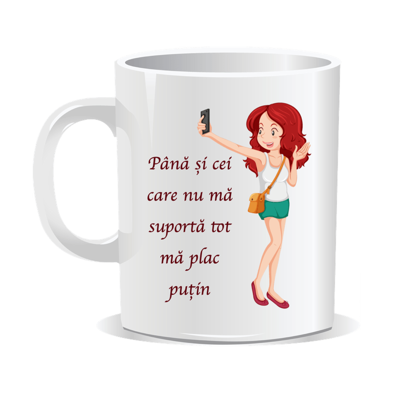 Casa si Gradina - Bucatarie si vesela - Cani si pahare - Cani si cesti - Cana alba personalizata Pana si cei care nu ma suporta tot ma plac putin, INOVATIX®. 330ml - Infinity.ro