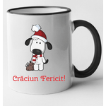 Casa si Gradina - Bucatarie si vesela - Cani si pahare - Cani si cesti - Cana maner negru personalizata "Craciun Fericit!, modelul 32", INOVATIX®. 330ml - Infinity.ro