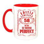 Casa si Gradina - Bucatarie si vesela - Cani si pahare - Cani si cesti - Cana maner rosu personalizata "Editie limitata-58 ani", INOVATIX®. 330ml - Infinity.ro