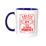 Casa si Gradina - Bucatarie si vesela - Cani si pahare - Cani si cesti - Cana maner albastru personalizata "Editie limitata-21 ani", INOVATIX®. 330ml - Infinity.ro