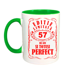 Casa si Gradina - Bucatarie si vesela - Cani si pahare - Cani si cesti - Cana maner verde personalizata "Editie limitata-57 ani", INOVATIX®. 330ml - Infinity.ro