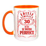 Casa si Gradina - Bucatarie si vesela - Cani si pahare - Cani si cesti - Cana maner portocaliu personalizata "Editie limitata-30 ani", INOVATIX®. 330ml - Infinity.ro