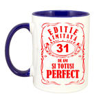 Casa si Gradina - Bucatarie si vesela - Cani si pahare - Cani si cesti - Cana maner albastru personalizata "Editie limitata-31 ani", INOVATIX®. 330ml - Infinity.ro