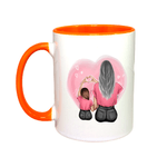 Casa si Gradina - Bucatarie si vesela - Cani si pahare - Cani si cesti - Cana maner portocaliu personalizata "Mom and girl 1", INOVATIX®. 330ml - Infinity.ro