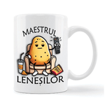 Casa si Gradina - Bucatarie si vesela - Cani si pahare - Cani si cesti - Cana alba Personalizata, Maestrul Lenesilor, INOVATIX®. 330ml - Infinity.ro