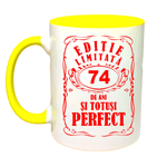 Casa si Gradina - Bucatarie si vesela - Cani si pahare - Cani si cesti - Cana maner galben personalizata "Editie limitata-74 ani", INOVATIX®. 330ml - Infinity.ro