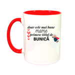 Casa si Gradina - Bucatarie si vesela - Cani si pahare - Cani si cesti - Cana maner rosu personalizata "Doar cele mai bune mame primesc titlul de bunica", INOVATIX®. 330ml - Infinity.ro