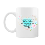 Casa si Gradina - Bucatarie si vesela - Cani si pahare - Cani si cesti - Cana alba personalizata "To the world you may be Just a Sister, but to me you are the world", INOVATIX®. 330ml - Infinity.ro