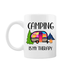 Casa si Gradina - Bucatarie si vesela - Cani si pahare - Cani si cesti - Cana alba personalizata "Camping is my therapy", INOVATIX®. 330ml - Infinity.ro