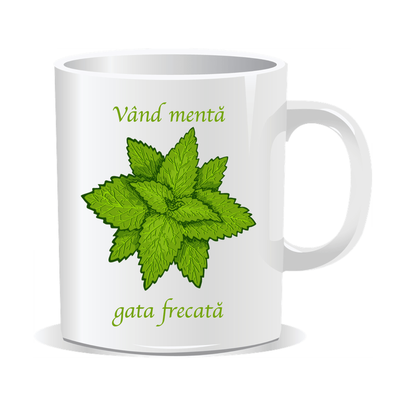 Casa si Gradina - Bucatarie si vesela - Cani si pahare - Cani si cesti - Cana alba personalizata Vand menta gata frecata, INOVATIX®. 330ml - Infinity.ro