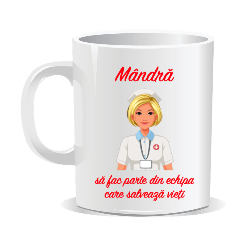 Casa si Gradina - Bucatarie si vesela - Cani si pahare - Cani si cesti - Cana alba personalizata Mandra sa fac parte din echipa care salveaza vieti, INOVATIX®. 330ml - Infinity.ro