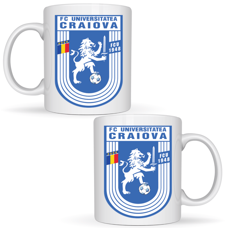 Casa si Gradina - Bucatarie si vesela - Cani si pahare - Cani si cesti - Cana alba personalizata „F.C. Universitatea Craiova” v1, fotbal club Universitatea Craiova, INOVATIX®. 330ml - Infinity.ro