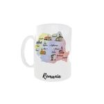 Casa si Gradina - Bucatarie si vesela - Cani si pahare - Cani si cesti - Cana alba personalizata cu Harta Romaniei turistica, INOVATIX®. 330ml - Infinity.ro
