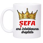 Casa si Gradina - Bucatarie si vesela - Cani si pahare - Cani si cesti - Cana alba personalizata pentru sefa, INOVATIX®. 330ml - Infinity.ro