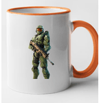 Casa si Gradina - Bucatarie si vesela - Cani si pahare - Cani si cesti - Cana maner portocaliu personalizata Fortnite - Master Chief, INOVATIX®. 330ml - Infinity.ro