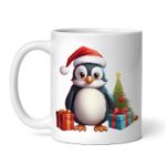 Casa si Gradina - Bucatarie si vesela - Cani si pahare - Cani si cesti - Cana alba personalizata, Pinguinul cu cadouri de craciun, INOVATIX®. 330ml - Infinity.ro