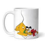 Casa si Gradina - Bucatarie si vesela - Cani si pahare - Cani si cesti - Cana alba personalizata, Pluto cu un os in gura, INOVATIX®. 330ml - Infinity.ro
