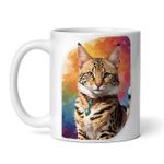 Casa si Gradina - Bucatarie si vesela - Cani si pahare - Cani si cesti - Cana alba personalizata, Pisica Savannah cu medalion, INOVATIX®. 330ml - Infinity.ro