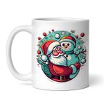 Casa si Gradina - Bucatarie si vesela - Cani si pahare - Cani si cesti - Cana alba personalizata, Mos Craciun il tine in brate pe omul de zapada, INOVATIX®. 330ml - Infinity.ro