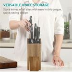 Casa si Gradina - Bucatarie si vesela - Organizare si depozitare bucatarie - Suporturi tacamuri si vase - Suport cutite Navaris din lemn de acacia, cu suport telefon, 25,5x19x11 cm, NAV000009YK004C - Infinity.ro